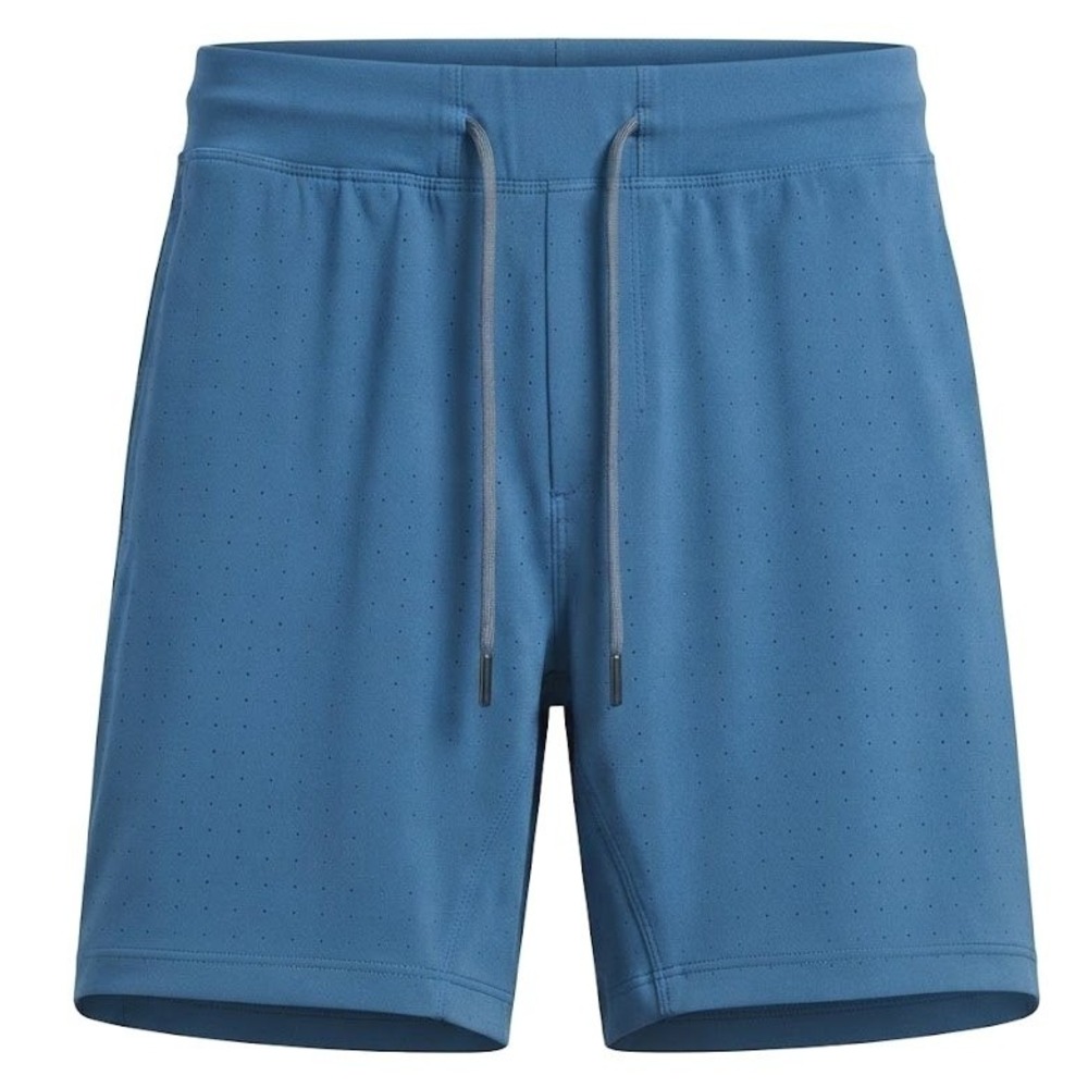 Lululemon Mens Blue Perforated Athletic Training Shorts Small Pockets 8.5 Inseam